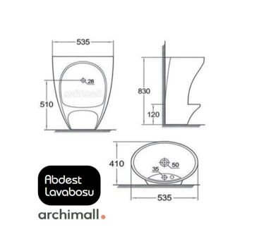 Granty Abdest Lavabosu Sistemi teknik Cizim