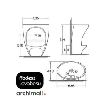 Granty Abdest Lavabosu Sistemi teknik Cizim