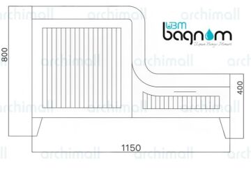 UBM Banyo Lotus serisi ergonomik abdest lavabosu beyaz teknik cizim sag yonlu