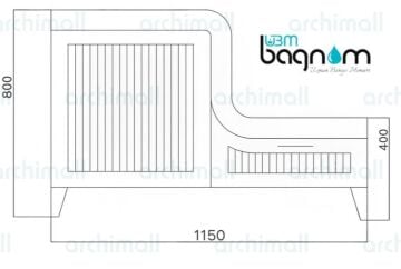 UBM Banyo Lotus serisi ergonomik abdest lavabosu beyaz teknik cizim sag yonlu