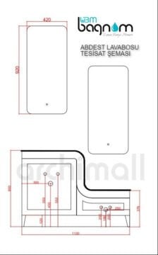 UBM Banyo Lotus serisi ergonomik abdest lavabosu beyaz tesisat semasi