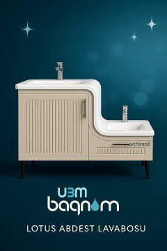 UBM Banyo Lotus serisi ergonomik abdest lavabosu beyaz portre gorunum cakil gri renk