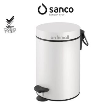 Sanco Pedallı Çöp Kovası Beyaz 3 Lt