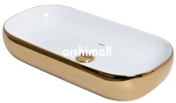 Niv 70x37cm Tezgahüstü Lavabo Altın Beyaz