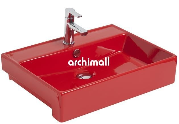 Kastra YT 60x46 cm Yarım Tezgah Lavabo Kırmızı