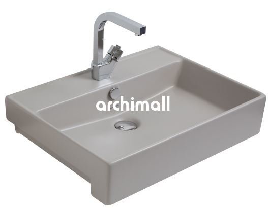 KastraYT 60x46cm Yarım Tezgah Lavabo Mat Gri