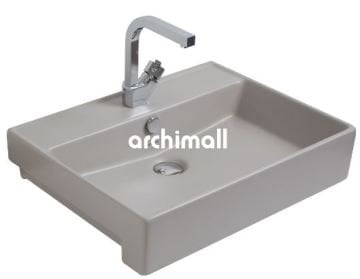 KastraYT 60x46cm Yarım Tezgah Lavabo Mat Gri