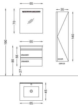 Badella Time 65 V1 Banyo Dolabı