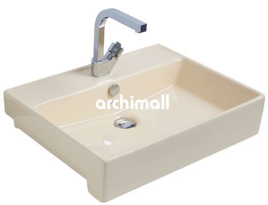 KastraYT 60x46cm Yarım Tezgah Lavabo Mat Vanilya