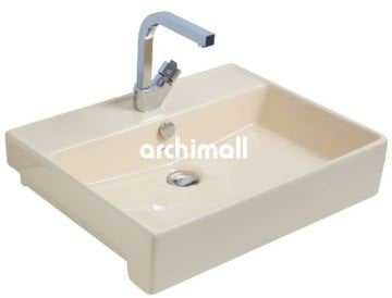 KastraYT 60x46cm Yarım Tezgah Lavabo Mat Vanilya