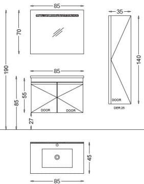 Badella Time 85 V2 Banyo Dolabı