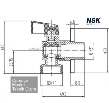 Nsk Armatür Çamaşır Musluk Kromajlı