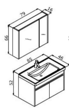 Orka Side 85 cm Kapaklı Asma Banyo Dolabı