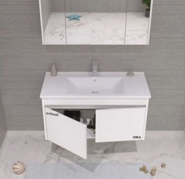 Orka Side 100 cm Kapaklı Asma Banyo Dolabı