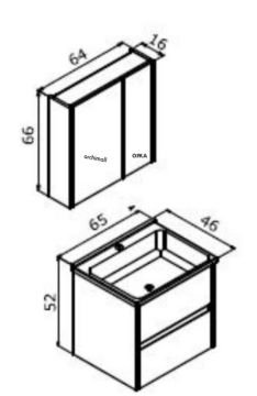 Orka Side 65 cm Çekmeceli Asma Banyo Dolabı
