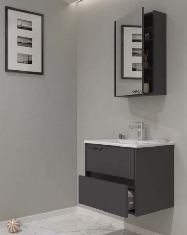 Orka Side 85 cm Çekmeceli Asma Banyo Dolabı
