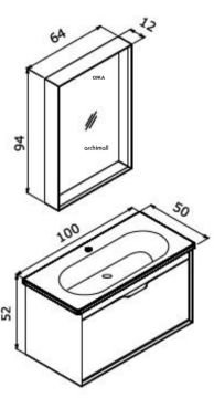 Orka Clay 100 cm Tek Çekmeceli Asma Banyo Dolabı
