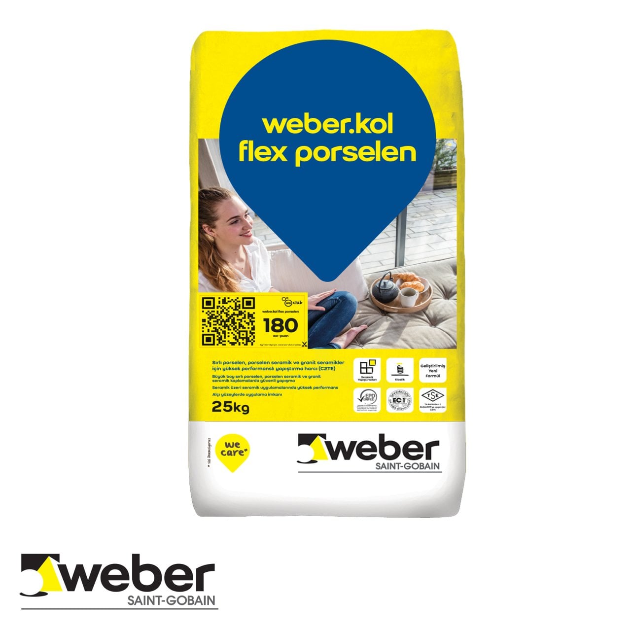 Weber Kol Flex Porselen Beyaz Yapıştırıcı 25 kg