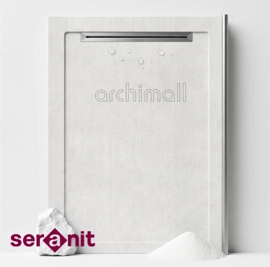 Aquanit 80X120 Slope Line Beton Beyaz Porselen Duş Karosu