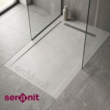 Aquanit 80X120 Slope Line Beton Beyaz Porselen Duş Karosu