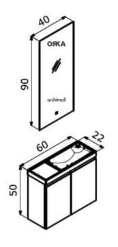 Orka Ferla 60 cm Asma Banyo Dolabı