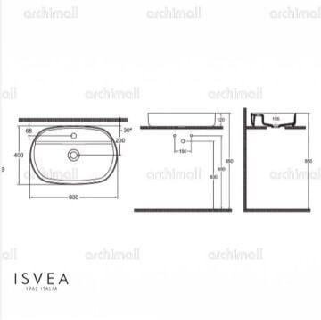 İSVEA Sintesi 60 cm Tezgah Üstü Lavabo Siyah