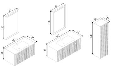 Orka Lipari 120 cm Asma Banyo Dolabı