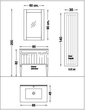 Badella Efes 85 V21 Banyo Dolabı