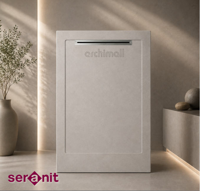 Aquanit 90x135 Slope Arc Gri Porselen Duş Karosu