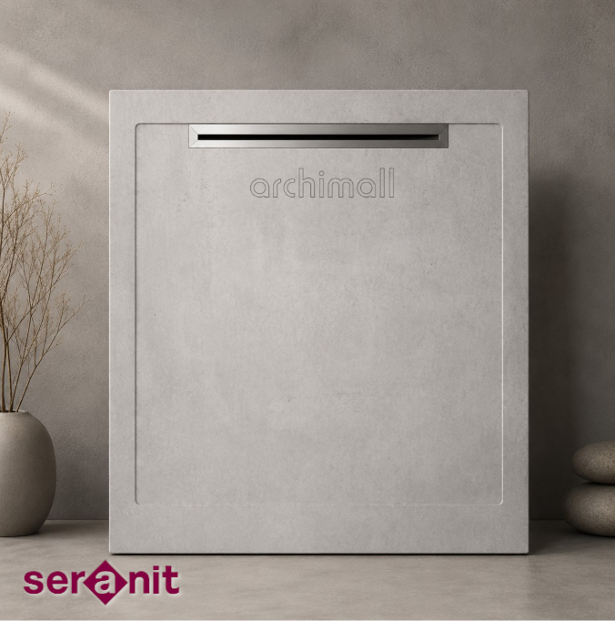 Aquanit 90x90 Slope Beton Gri Porselen Duş Karosu