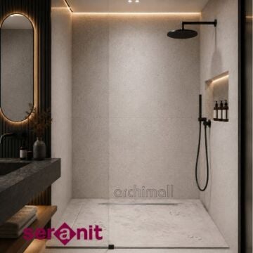 Aquanit 90x90 Slope Fibre Gri Porselen Duş Karosu