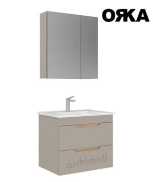 Orka Lena 65 cm Çekmeceli Asma Banyo Dolabı MAT ÇÖL BEJİ