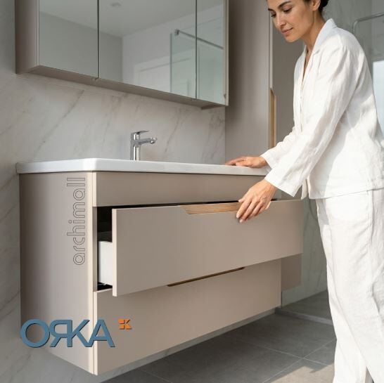 Orka Lena 100 cm Çekmeceli Asma Banyo Dolabı