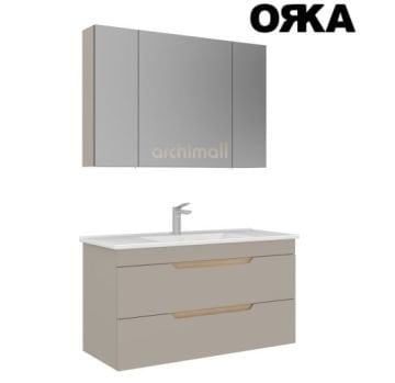Orka Lena 100 cm Çekmeceli Asma Banyo Dolabı MAT ANTRASİT