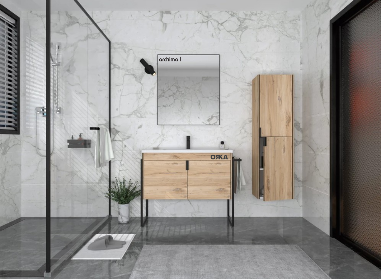 Orka Trio 65 cm Kapaklı Ayaklı Banyo Dolabı
