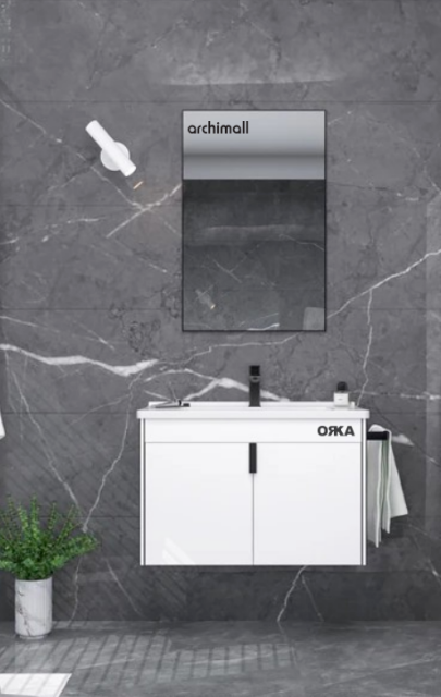 Orka Trio 65 cm Kapaklı Asma Banyo Dolabı