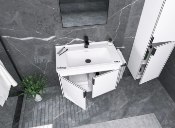Orka Trio 65 cm Kapaklı Asma Banyo Dolabı