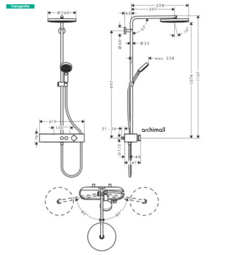 Hansgrohe Pulsify S 260 1jet EcoSmart Duş Kolonu