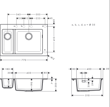 Hansgrohe S510-F635 Tezgah Üstü Beton Gri Evye