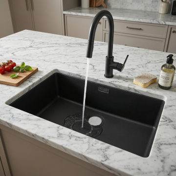 Hansgrohe S510-U660 Tezgah Altı Grafit Siyahı Eviye