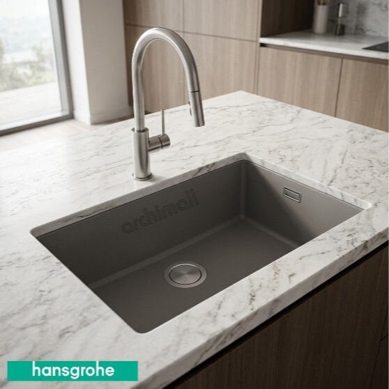 Hansgrohe S510-U660 Tezgah Altı Taş Grisi Eviye