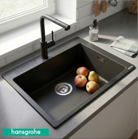 Hansgrohe S510-U660 Tezgah Üstü Grafit Siyahı Eviye