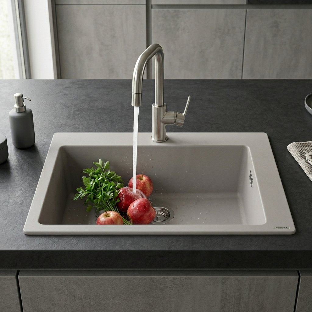 Hansgrohe S510-U660 Tezgah Üstü Beton Grisi Evye