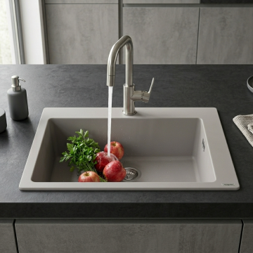 Hansgrohe S510-U660 Tezgah Üstü Beton Grisi Evye