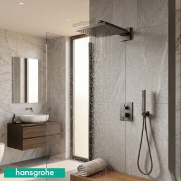 Hansgrohe Raindance E Mat Siyah Krom Tepe Duşu Duş Dirseği İle