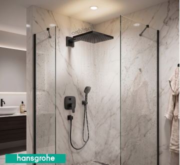 Hansgrohe Raindance E Satin Siyah Tepe Duşu Duş Dirseği İle