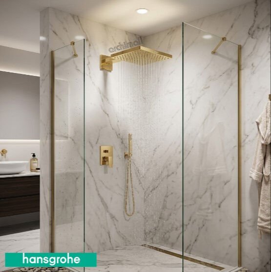 Hansgrohe Raindance E Parlak Altın Optik Tepe Duşu Duş Dirseği İle