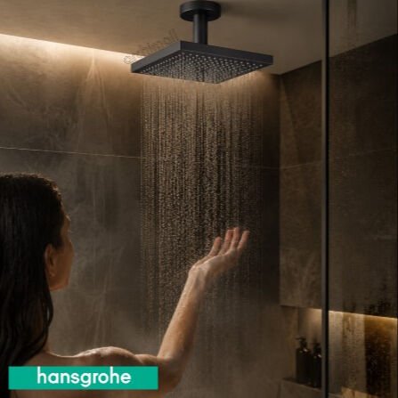 Hansgrohe Raindance E Mat Siyah Krom Tepe Tavan Bağlantısı İle