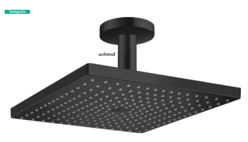 Hansgrohe Raindance E Satin Siyah Tepe Tavan Bağlantısı İle