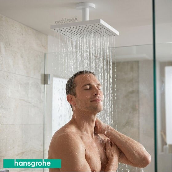 Hansgrohe Raindance E Satin Beyaz Tepe Tavan Bağlantısı İle